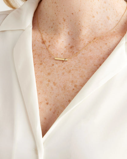 White Sapphire Bar Necklace - One Size / Gold Vermeil