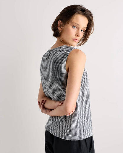 100% European Linen Tank - XS / Black