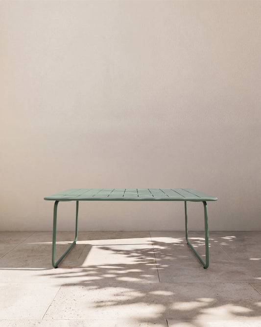 Powder-Coated Aluminum Outdoor Dining Table - One Size / Sage Green