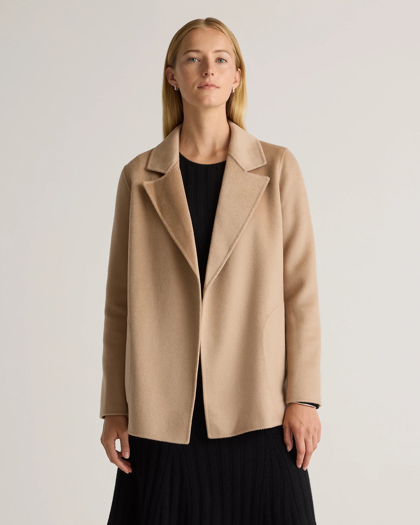 100% Mongolian Cashmere Double-Faced Open Blazer - XS / Camel