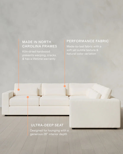 Ashford Deep Seat L Sectional in Performance Chenille Linen Blend - 119x119 / Sorrell