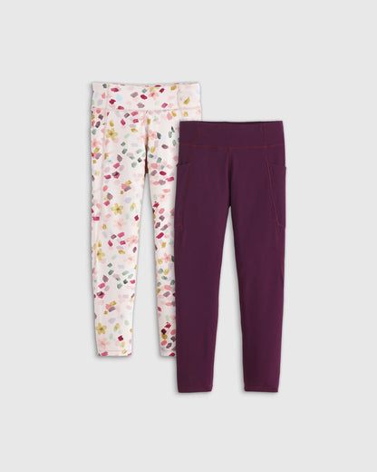 Girls Ultra-Form Active Pocket Leggings 2-Pack - 2T / Multi Rainbow/Black