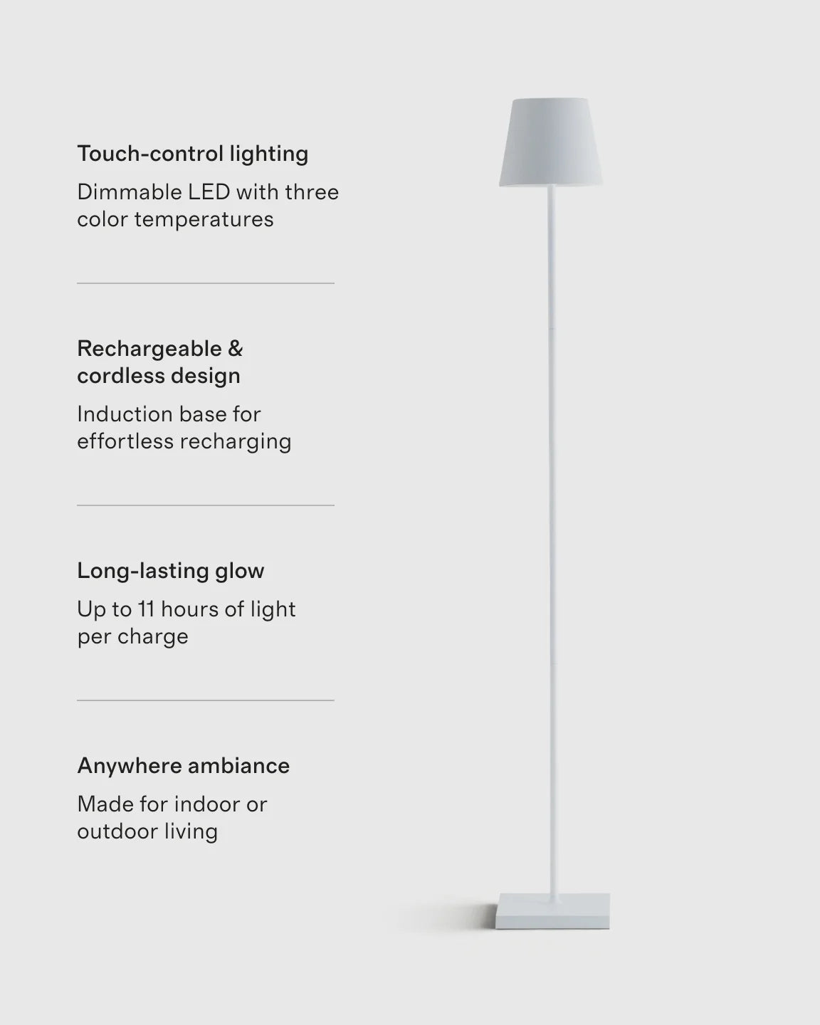 Poldina Pro Rechargeable Floor Lamp by Zafferano - One Size / White