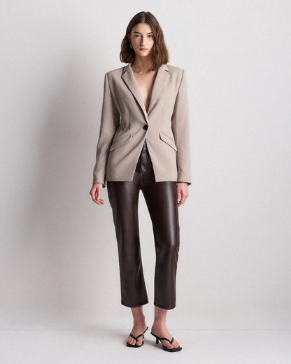 Stretch Crepe Cinched Waist Blazer - XS / Sand
