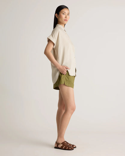 Vintage Wash Tencel Camp Shirt - XS / Taupe Brown