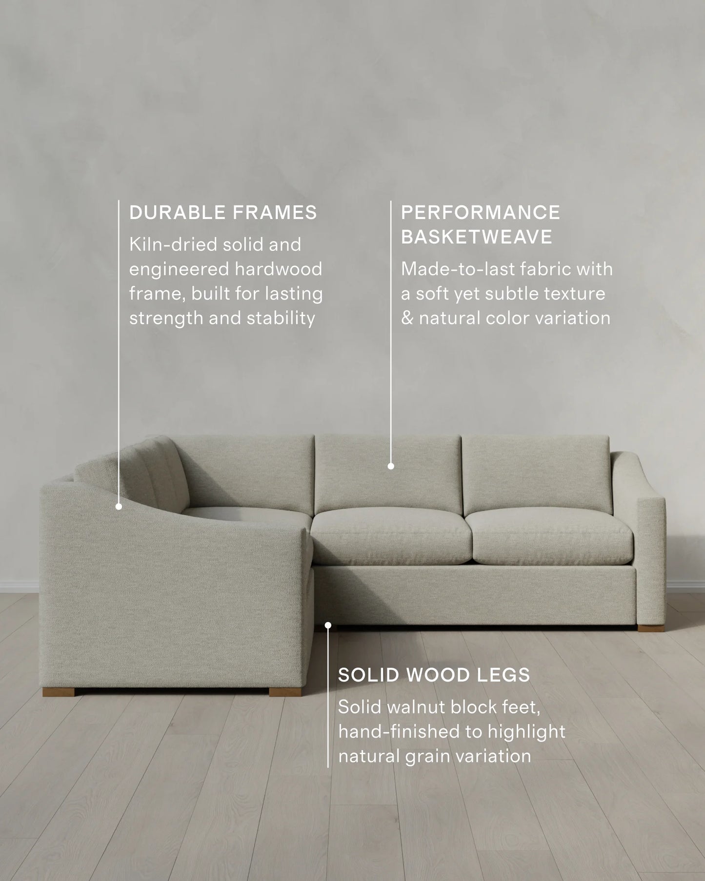 Hollis Slope Arm L Sectional in Performance Basketweave - 110x110 / Flax