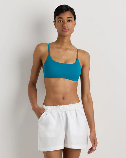 Italian Scoop Neck Bikini Top - XS / Electric Blue Floral
