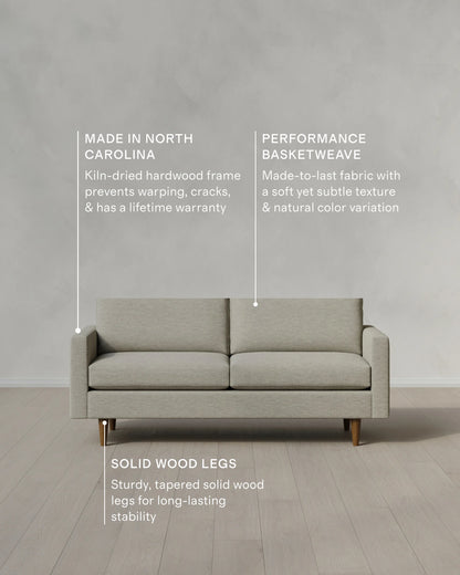 Atlas Midcentury Sofa in Performance Basketweave - 6ft / Navy