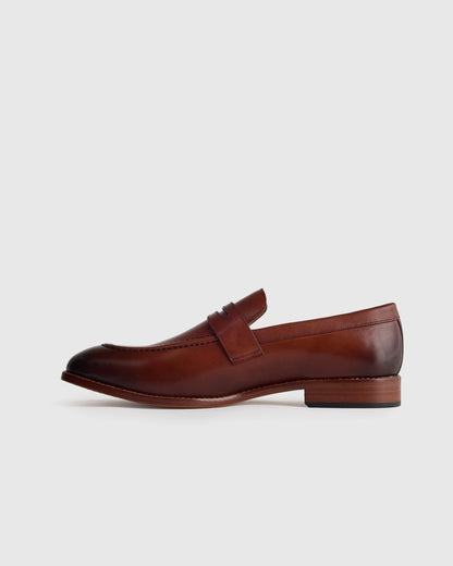 Calfskin Leather Penny Loafer - 7 / Brunette