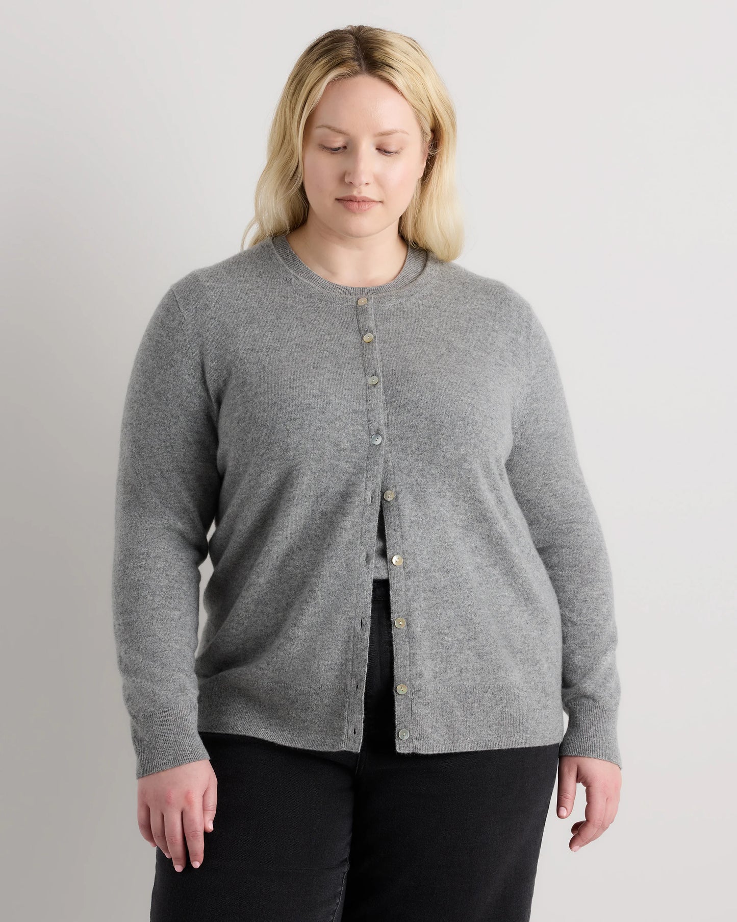 Mongolian Cashmere Cardigan Sweater - 1X / Ivory