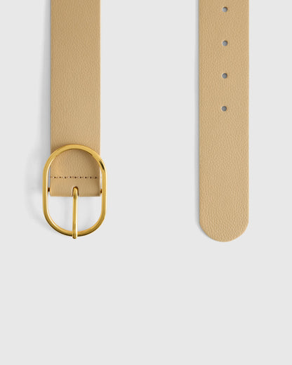 Cleo Oval European Leather Belt - XS / Black