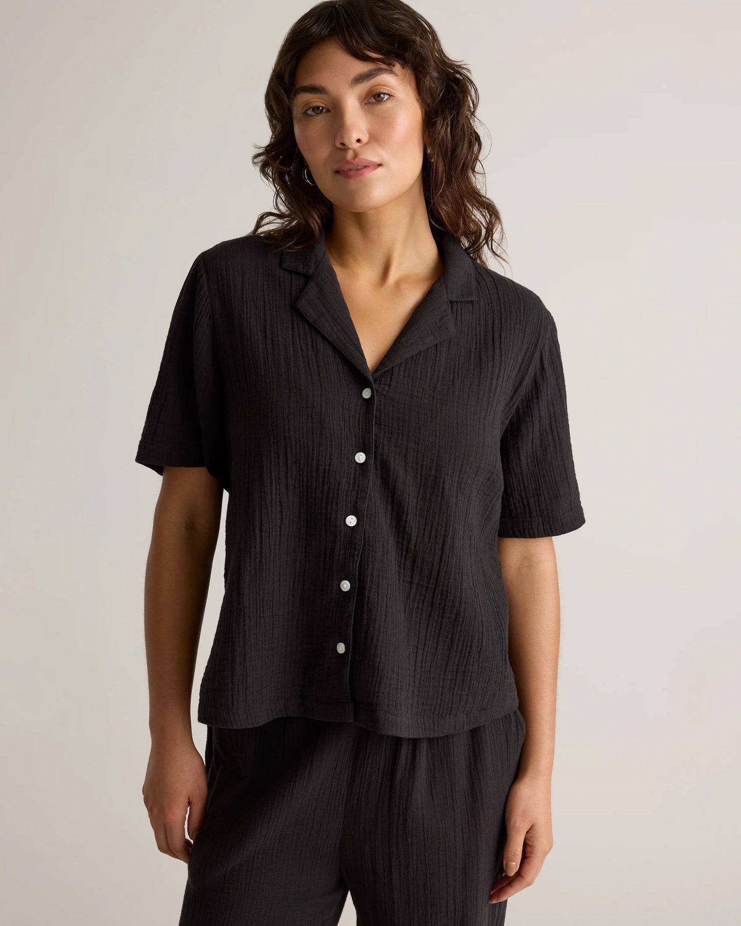 100% Organic Cotton Gauze Short Sleeve Shirt - XS / Amaranth Pink