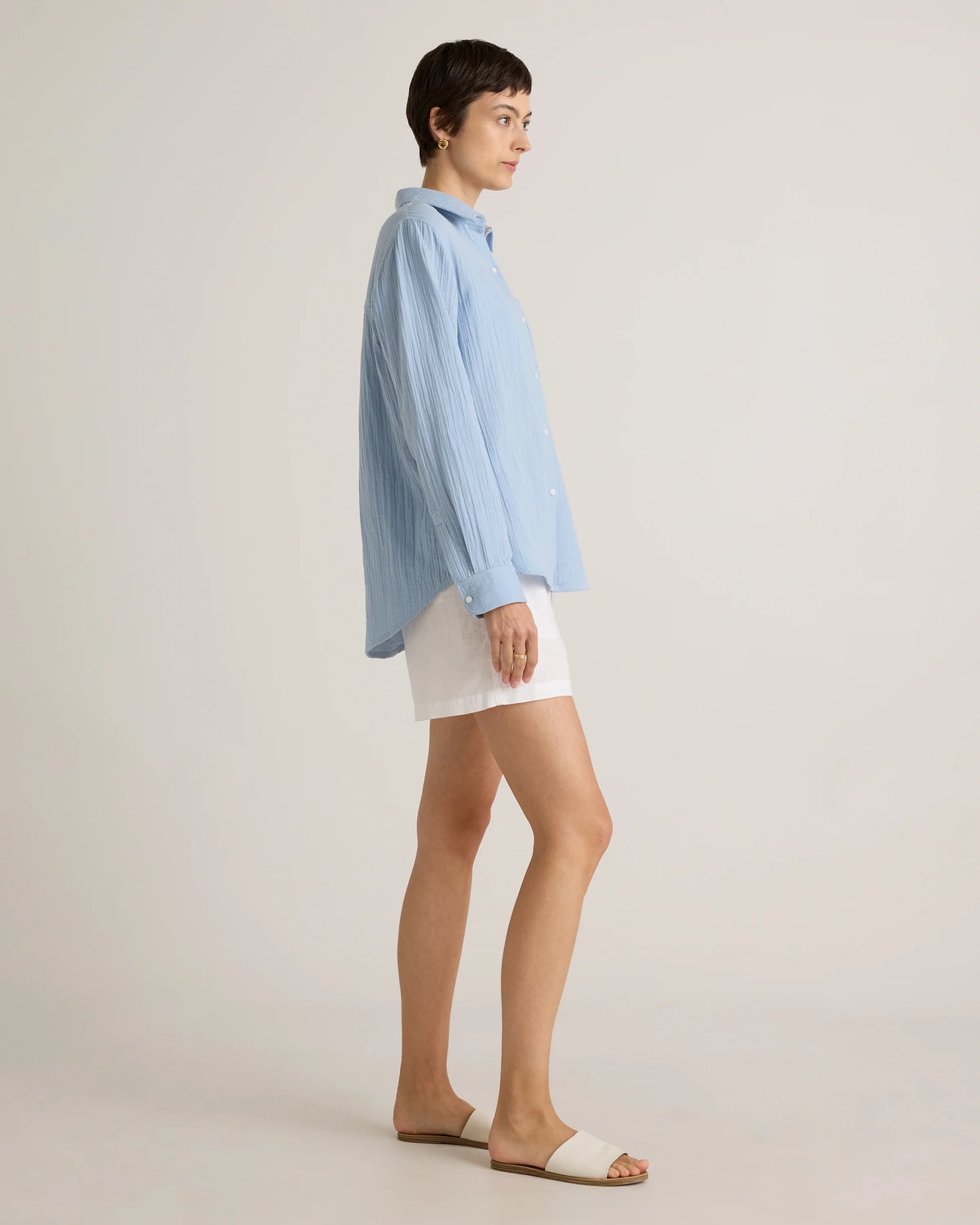 100% Organic Cotton Gauze Long Sleeve Shirt - XS / Khaki Gingham