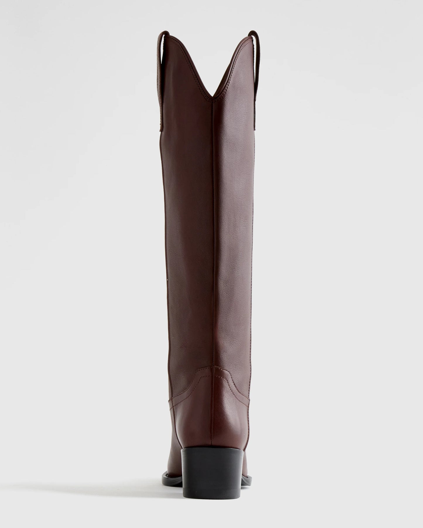 Italian Leather Tall Western Boots - 5 / Black