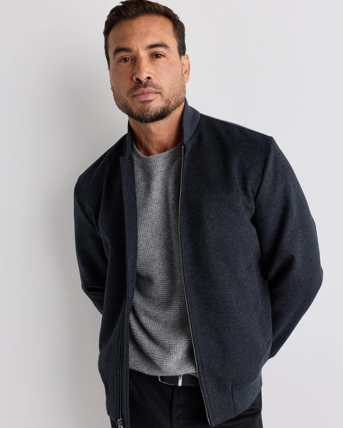 100% Mongolian Cashmere Bomber Jacket - S / Black
