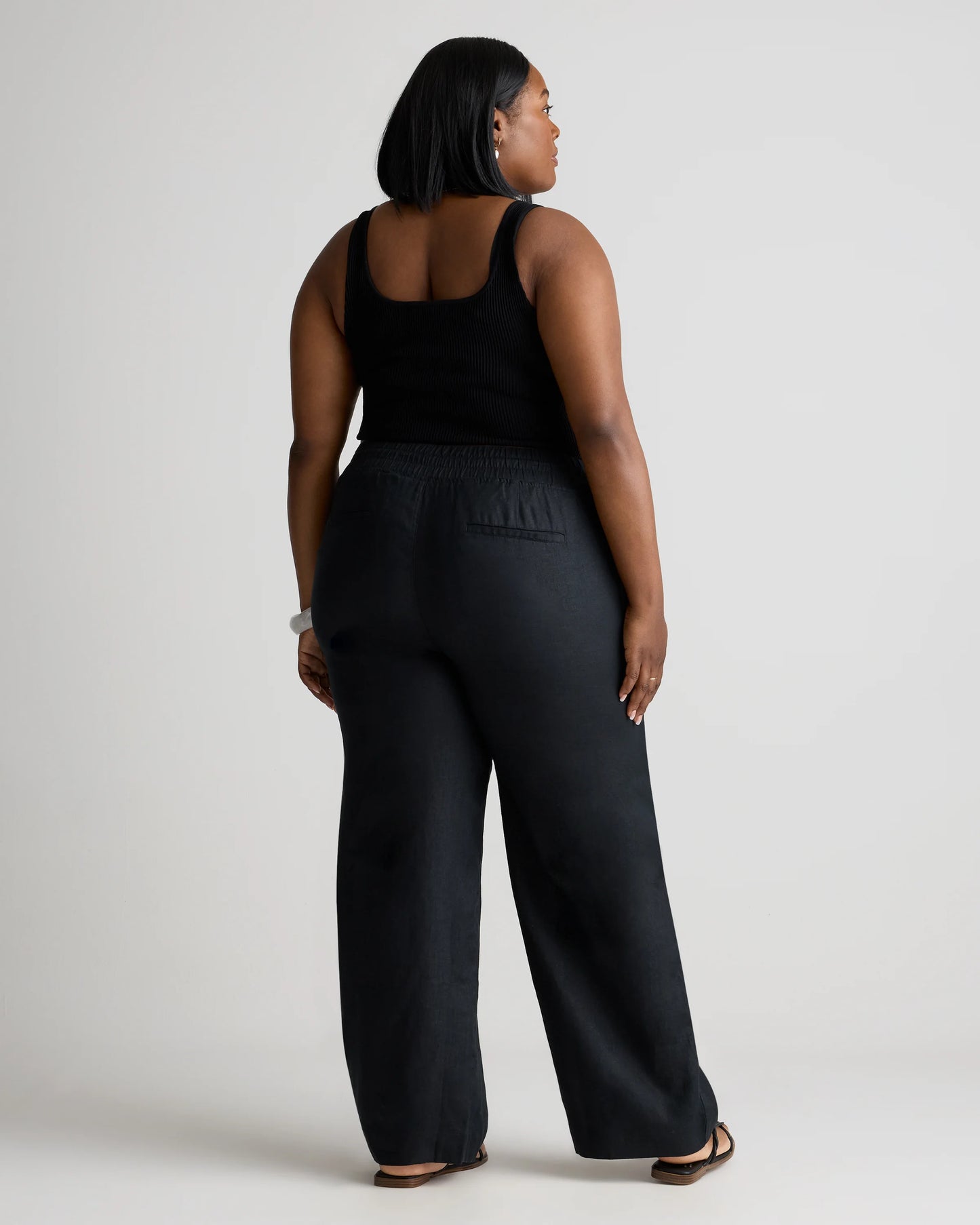 100% European Linen Wide Leg Pants - 1X / Bayberry Olive
