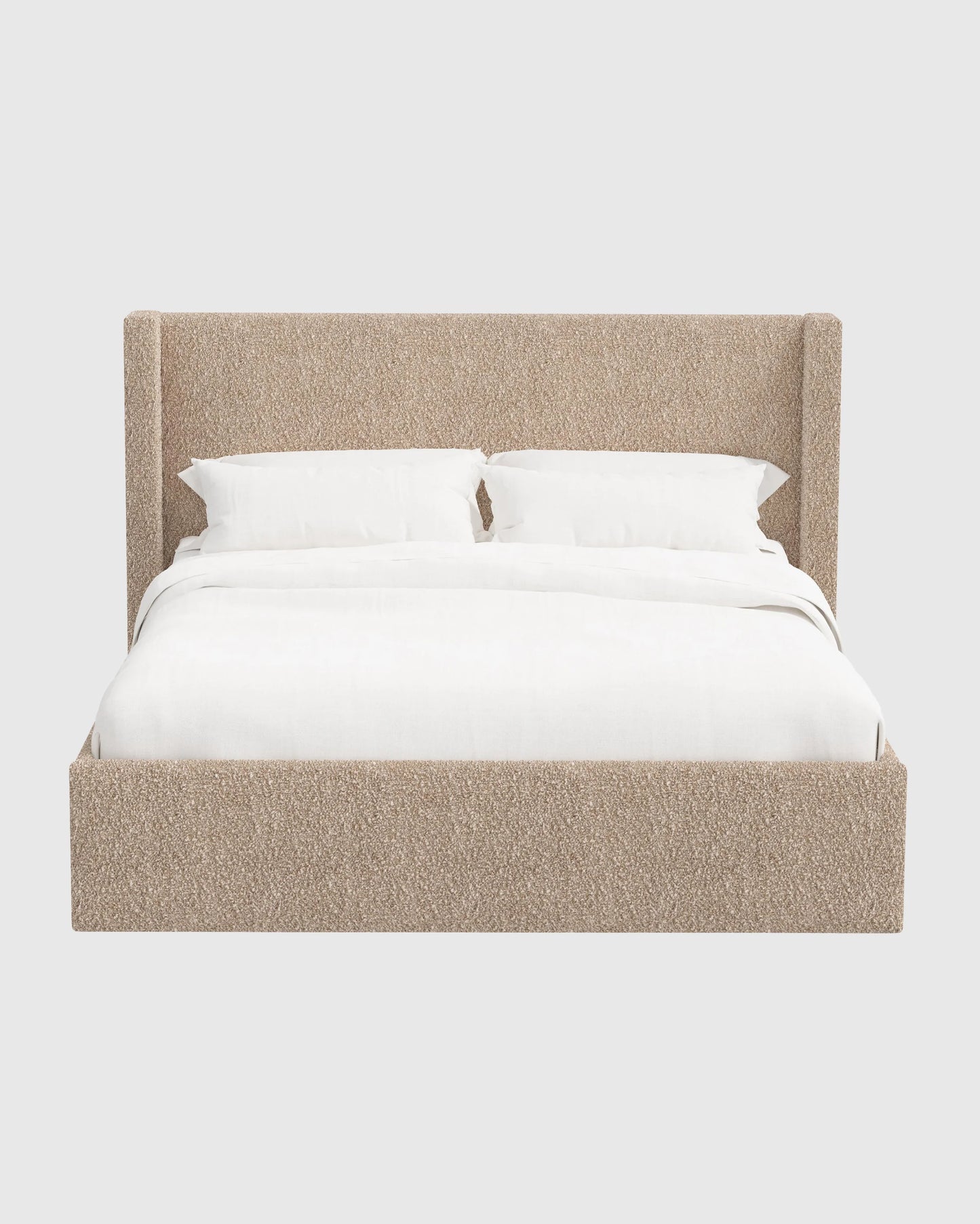 Plush Boucle Wingback Bed - Full / Ivory