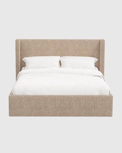 Plush Boucle Wingback Bed - Full / Ivory