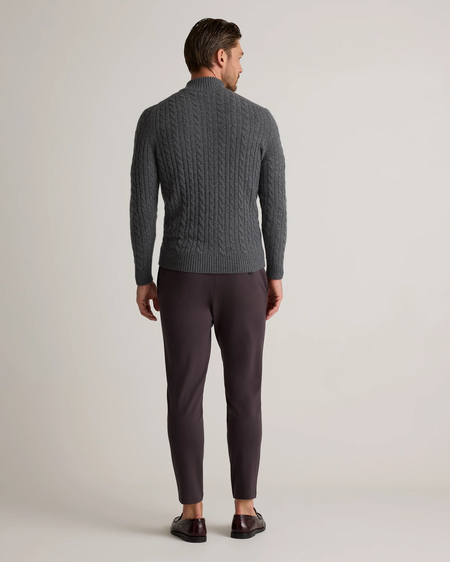 Luxe Baby Cashmere Cable Quarter Zip Sweater - S / Pearled Ivory