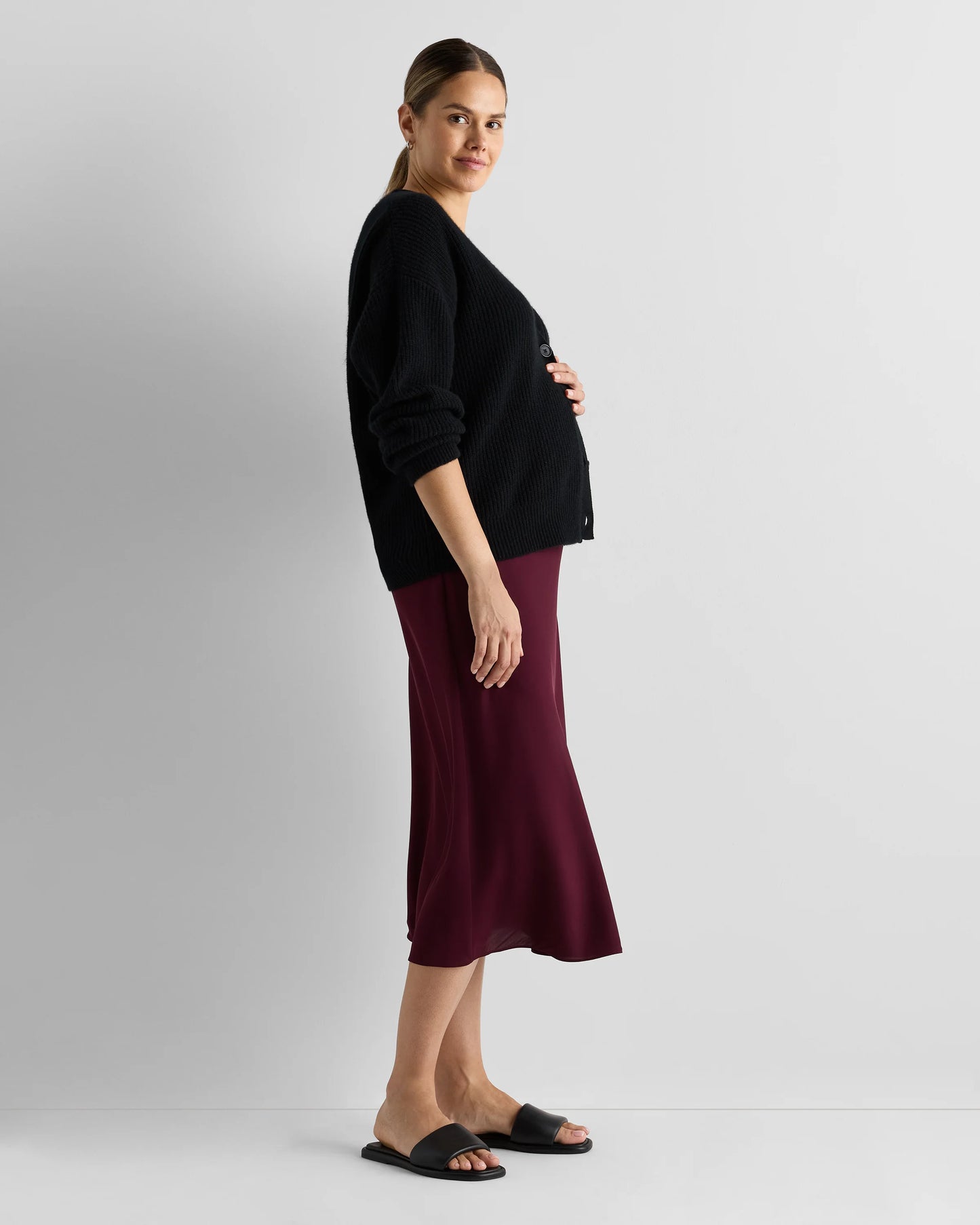 Washable Stretch Silk Maternity Skirt - XS / Vintage Pink