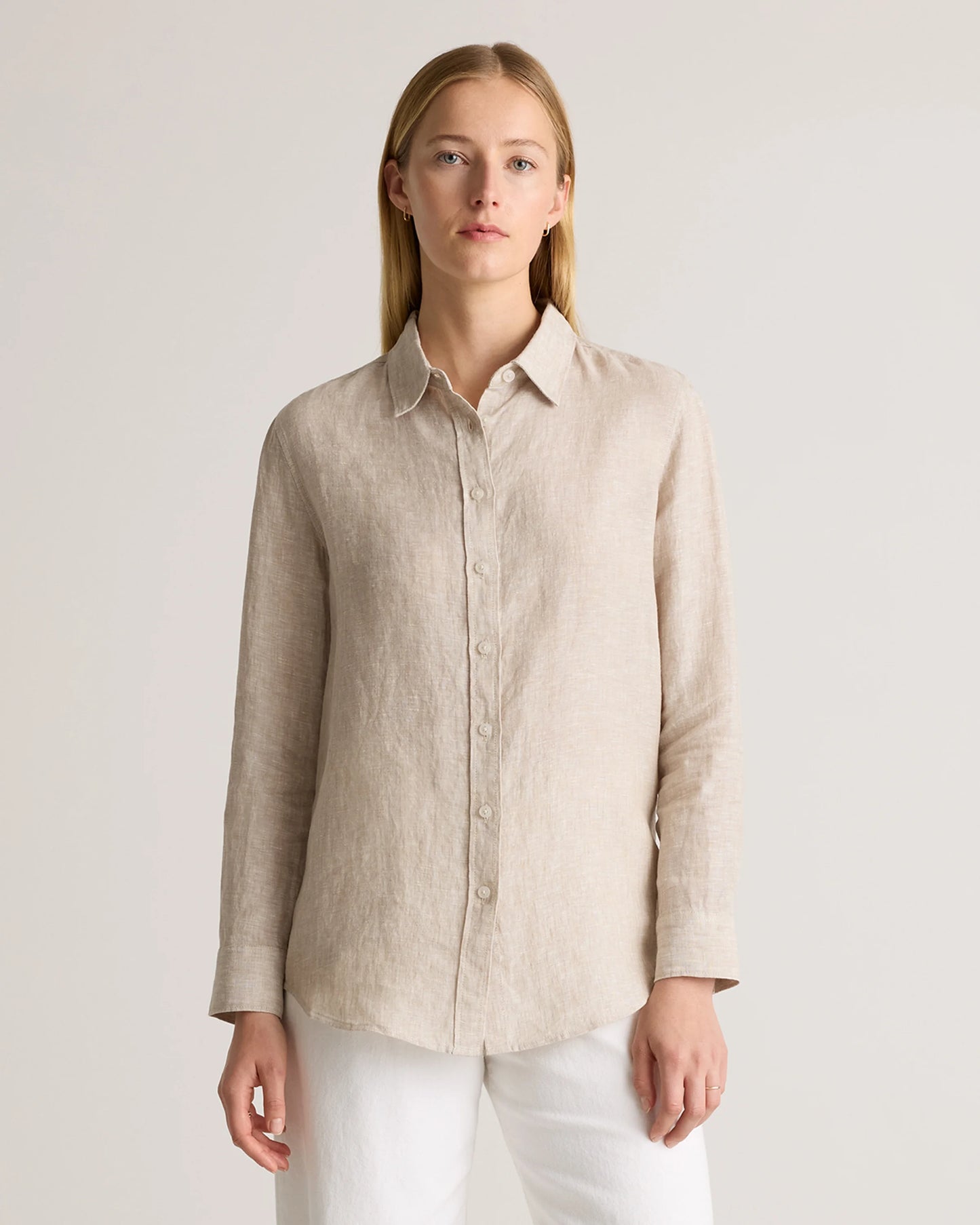 100% European Linen Long Sleeve Shirt - XS / Blue Pinstripe