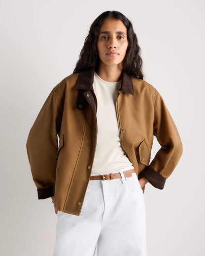 Organic Waxed Cotton Cropped Barn Jacket - XS / Vintage Black