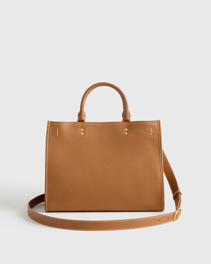 Italian Leather Medium Convertible Satchel - One Size / Black