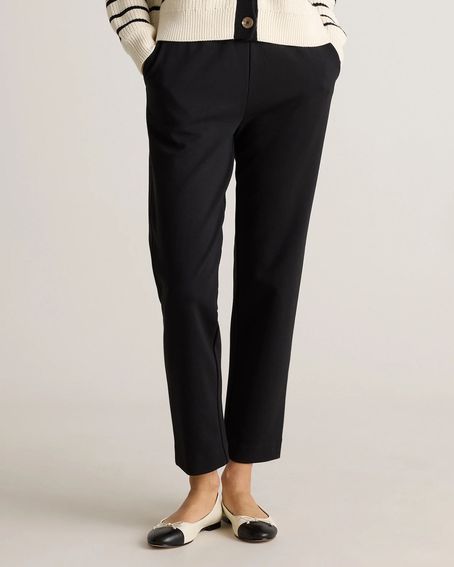 Organic Cotton Double Knit Straight Pants - XS / Soft Camel