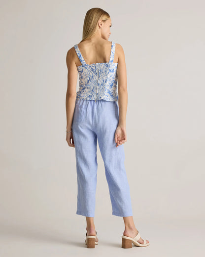 100% European Linen Fitted Tank - XS / Moonstone Blue