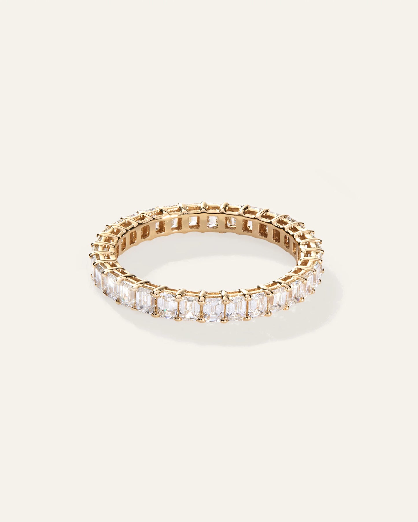 Lab Grown Diamond Emerald Eternity Band - 5 / Yellow Gold