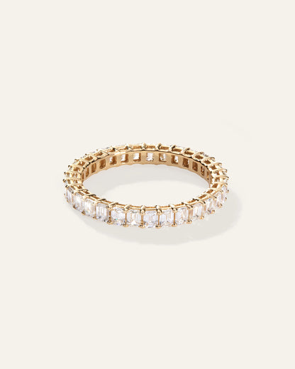 Lab Grown Diamond Emerald Eternity Band - 5 / Yellow Gold