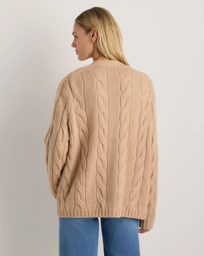 Luxe Baby Cashmere Cable Cardigan - XS / Pearled Ivory