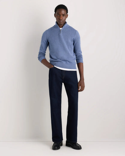 100% Organic Cotton Quarter-Zip Sweater - S / Moonstone Blue