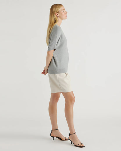 Lightweight Cotton Cashmere Link-Stitch Dolman Sweater - XS / Sugar Stone
