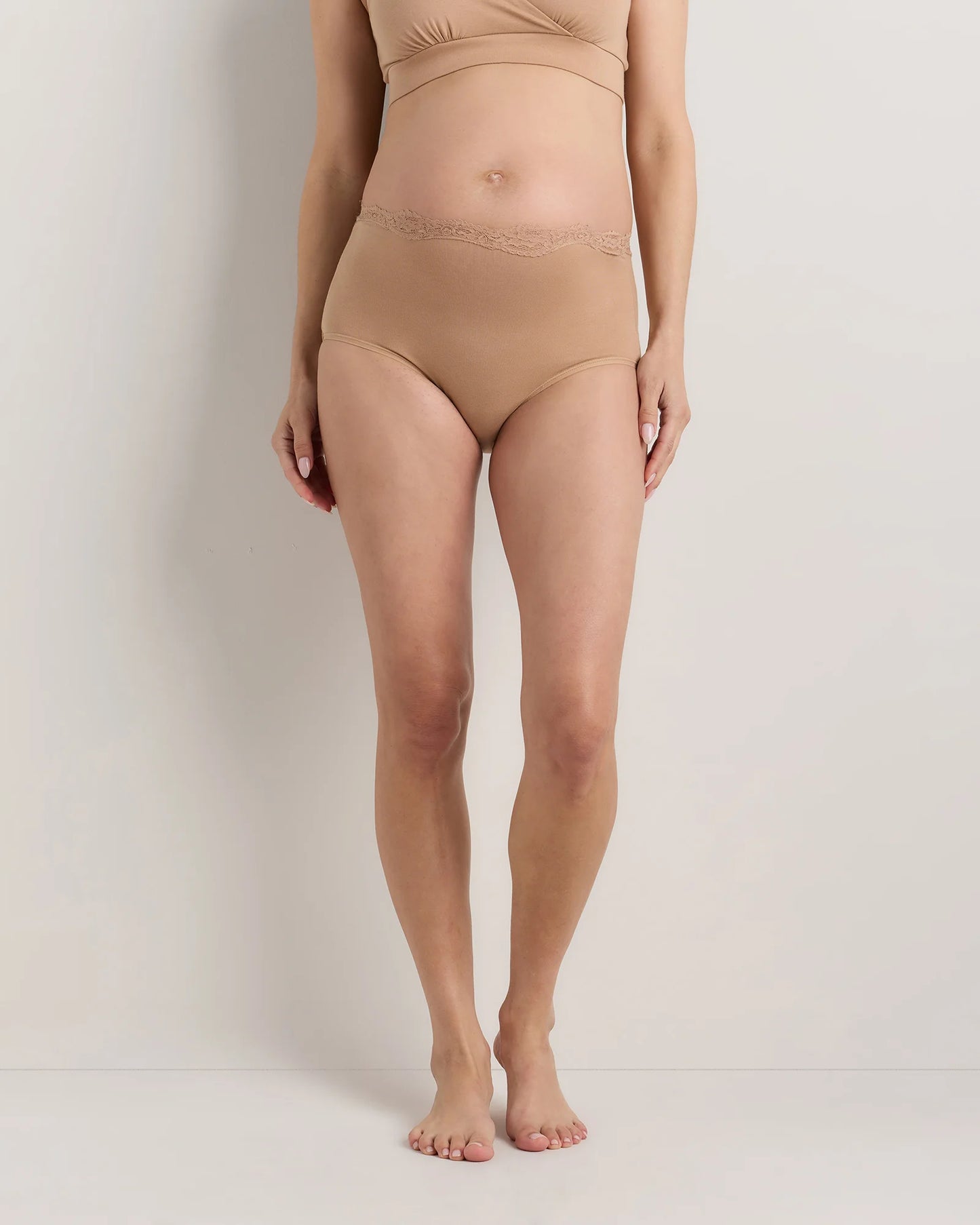 Organic Cotton Lace Trim Maternity & Postpartum Brief (6-pack) - XS / Light Pink