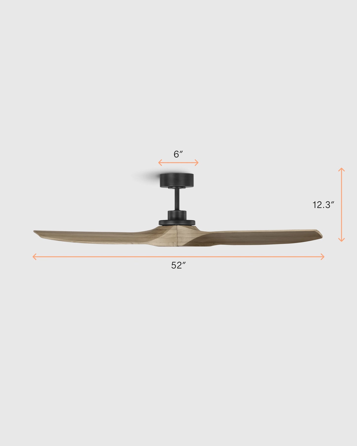 Transitional Wood Blade Ceiling Fan - 52" / Honey/Black