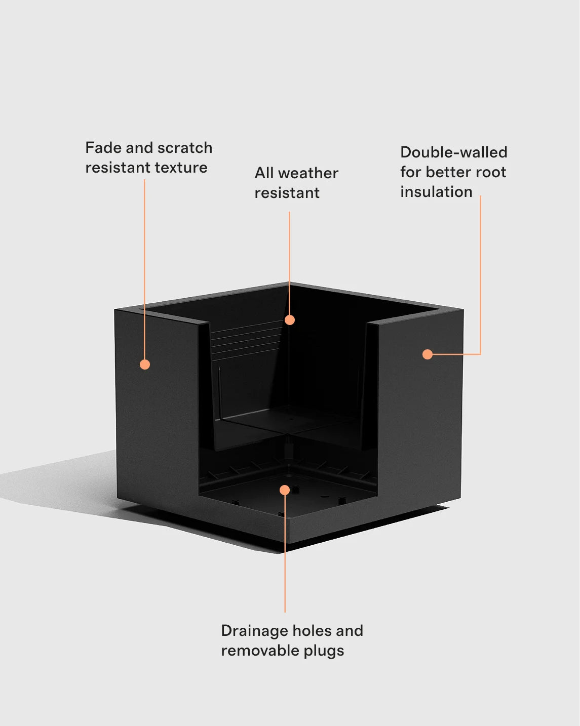 Block Series All Weather Square Planter by Veradek - One Size / Black