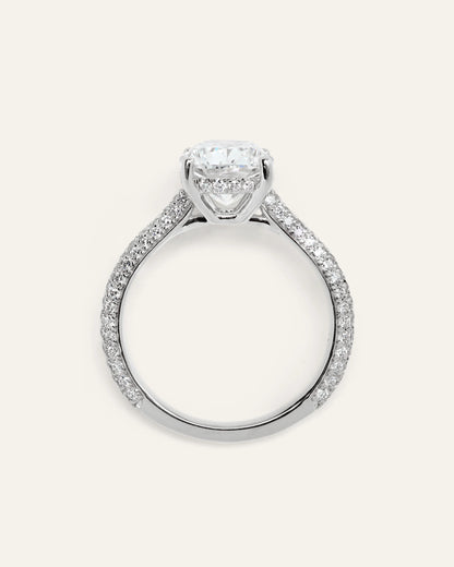 Lab Grown Diamond Elongated Cushion Pave Cathedral Engagement Ring - 3ct - 4 / Yellow Gold
