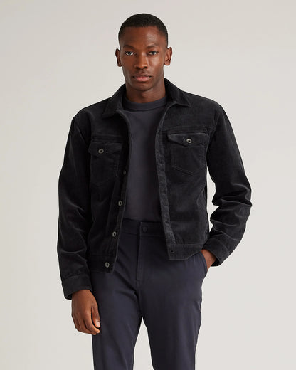 Organic Stretch Corduroy Trucker Jacket - S / Seaweed