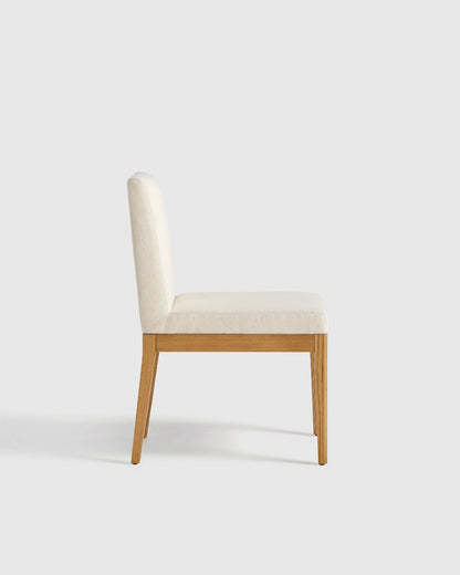 Performance Fabric Dining Chair with Solid Oak Legs (Set of 2) - One Size / Snow/Natural