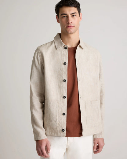 100% European Linen Chore Jacket - S / Flax