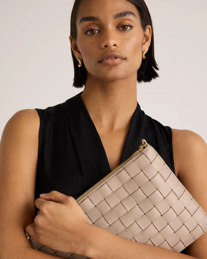 Italian Leather Handwoven Convertible Crossbody - One Size / Cognac