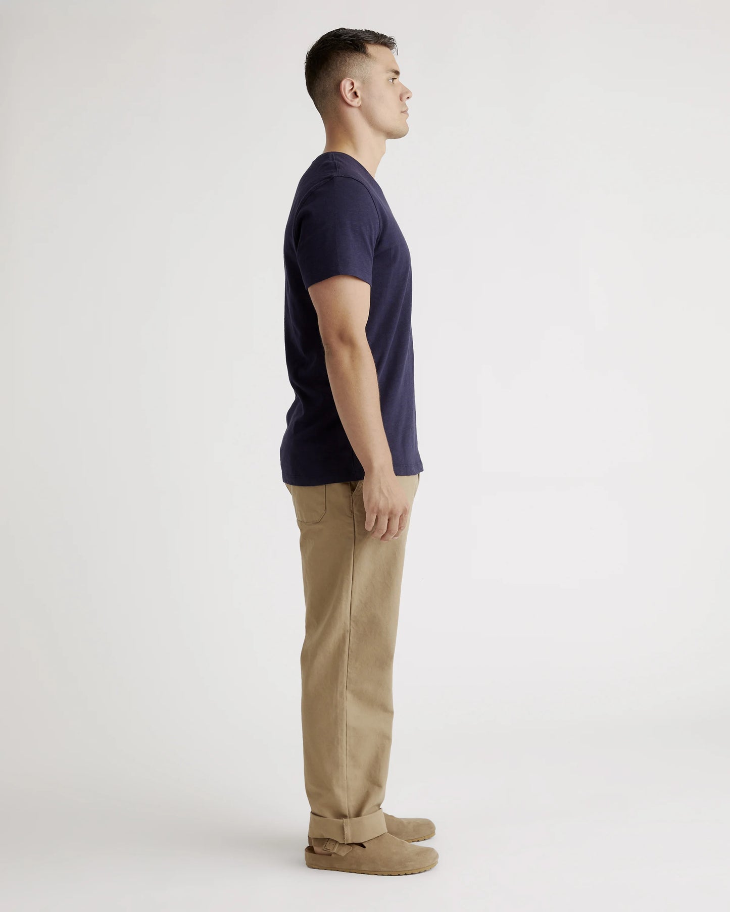 100% Organic Cotton Slub V-Neck Tee - S / Heather Grey