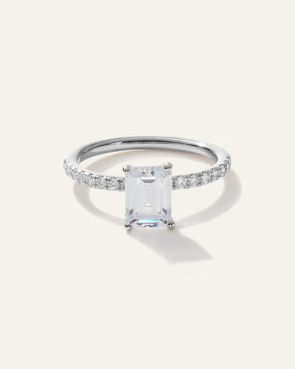 Lab Grown Diamond Emerald Petite Pave Engagement Ring - 2ct - 4 / Yellow Gold