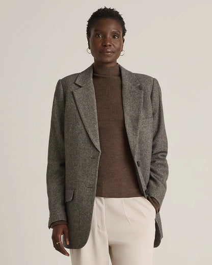 Italian Wool Oversized Blazer - XS / Textured Brown