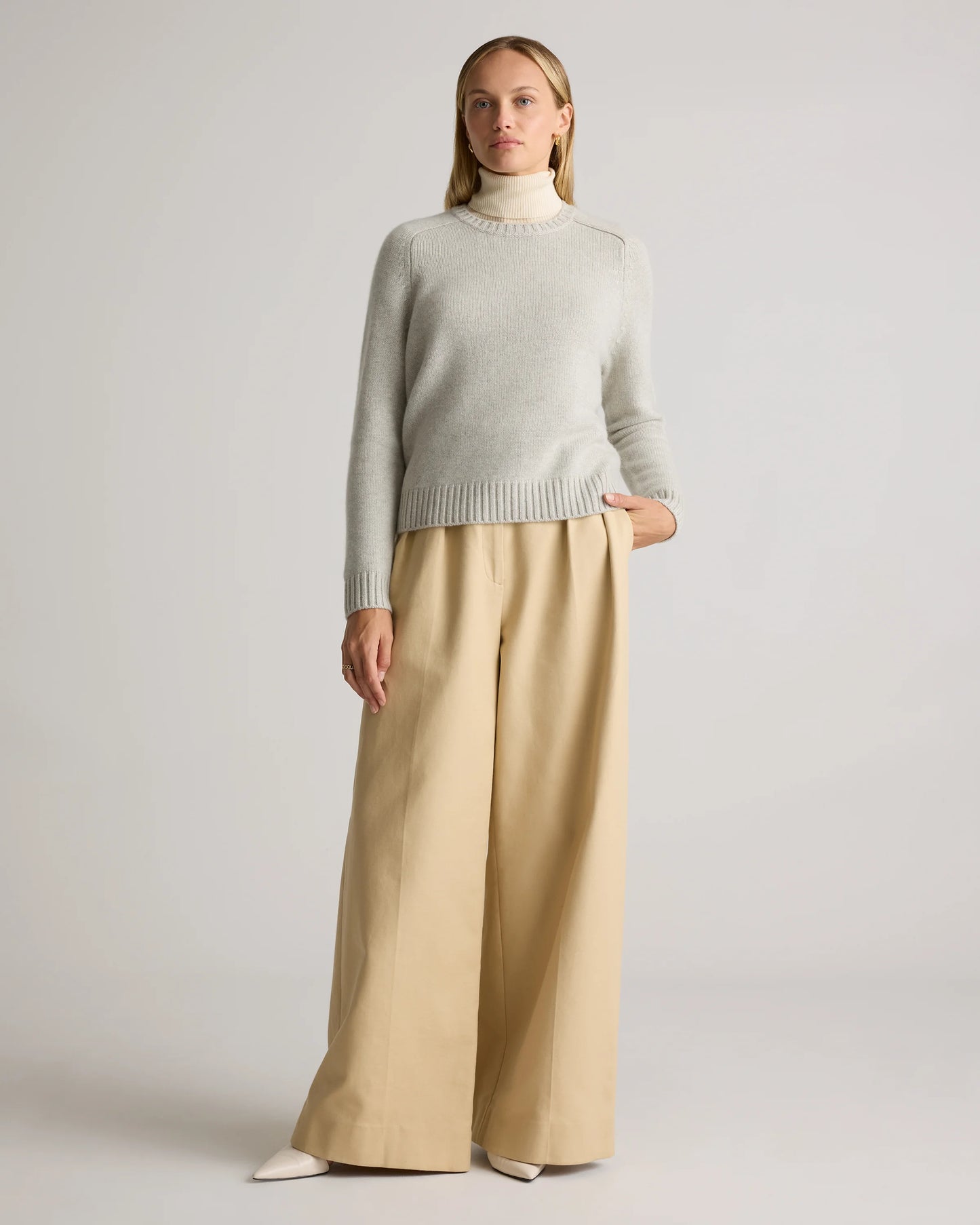 Luxe Baby Cashmere Crewneck Sweater - XS / Creamy Cortado