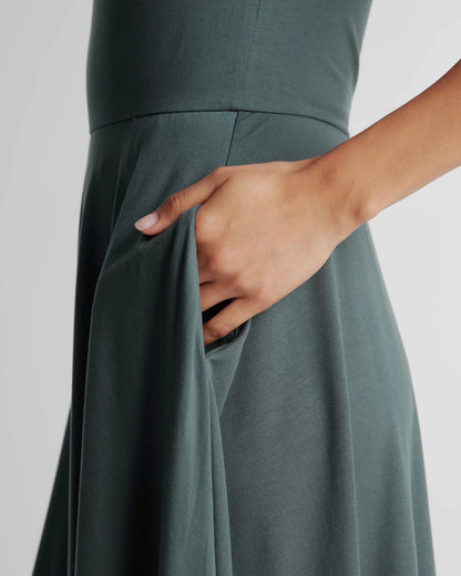 Tencel Jersey Fit & Flare Dress - XS / Dark Olive
