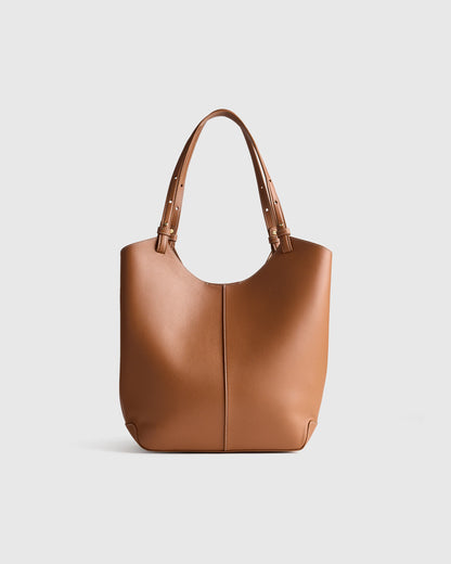 Italian Leather Trapeze Tote - One Size / Dark Brown
