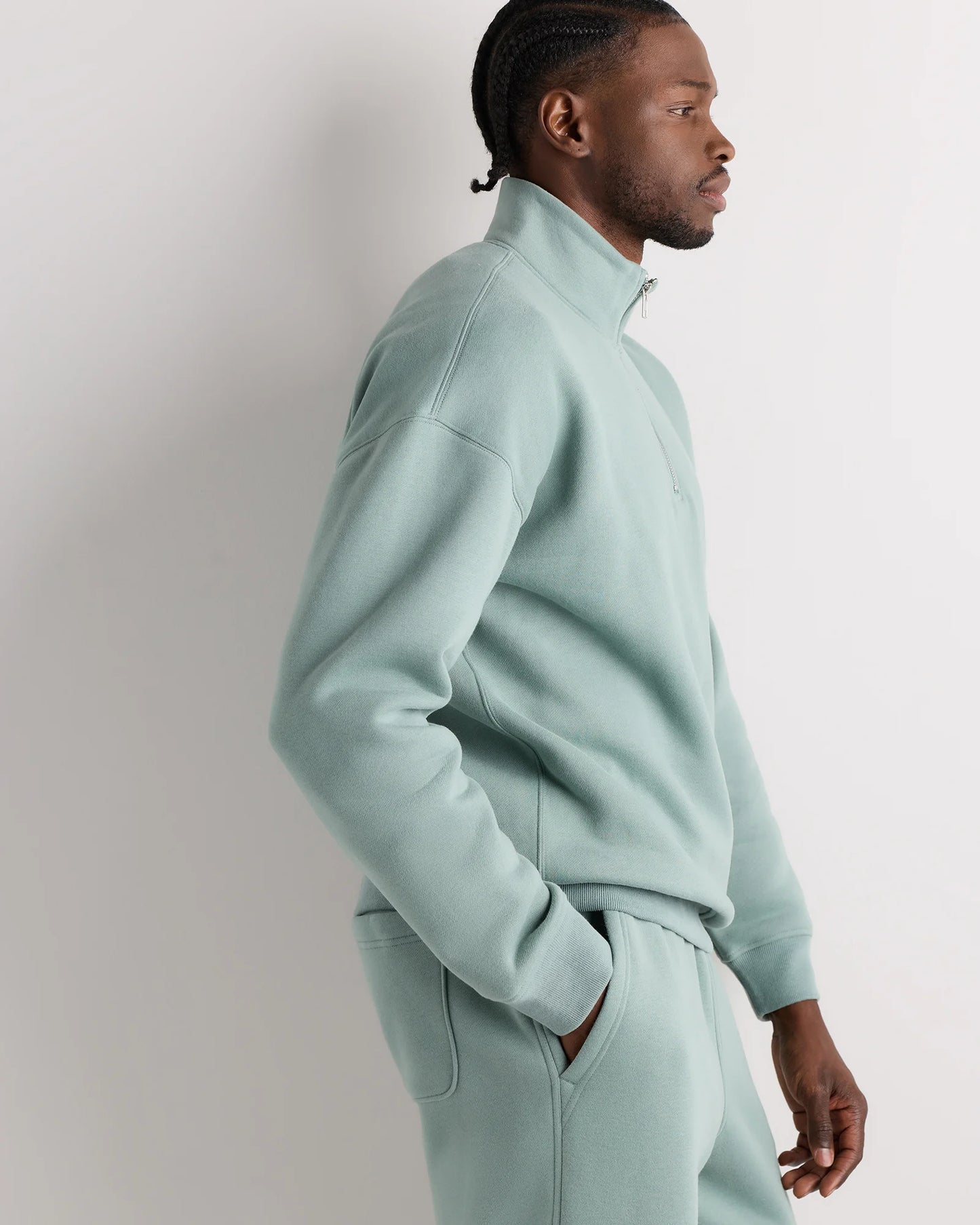 Everyday Fleece Quarter-Zip Sweatshirt - S / Coastal Sage