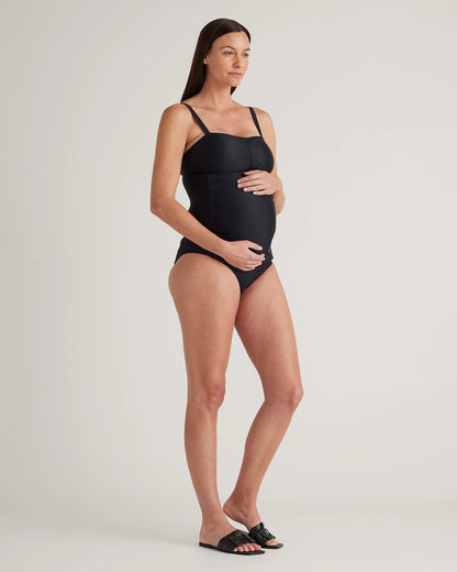 Italian Maternity Two-Piece Tankini Swimsuit - XS / Black
